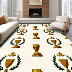Golden Trophy Laurel Wreath Pattern Rug