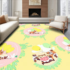 Playful Yellow Dog Balloon Celebration Rug