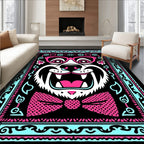 Whimsical Pink Bowtie Tiger Face Rug