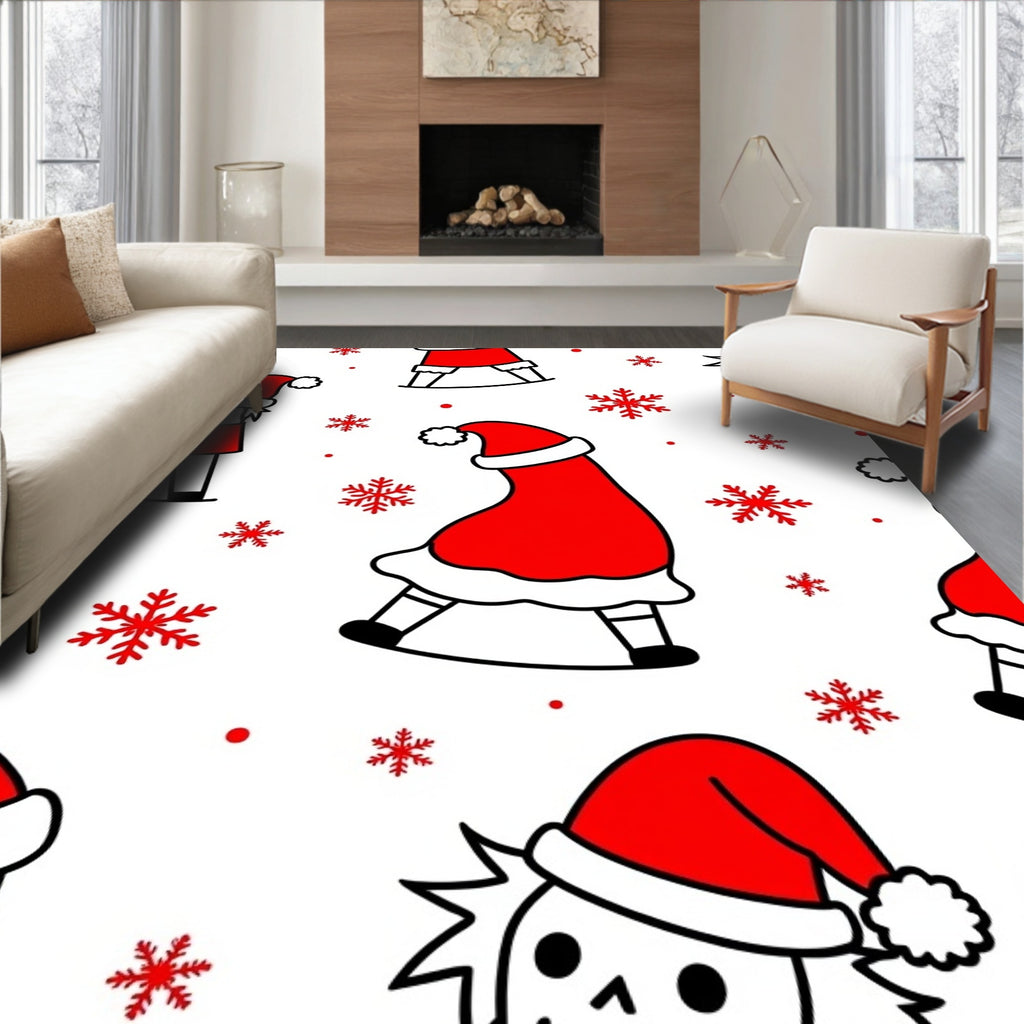 Christmas Red Santa Snowflakes Repeat Rug