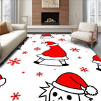Christmas Red Santa Snowflakes Repeat Rug