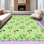 Green Iris Floral Diagonal Stripe Rug