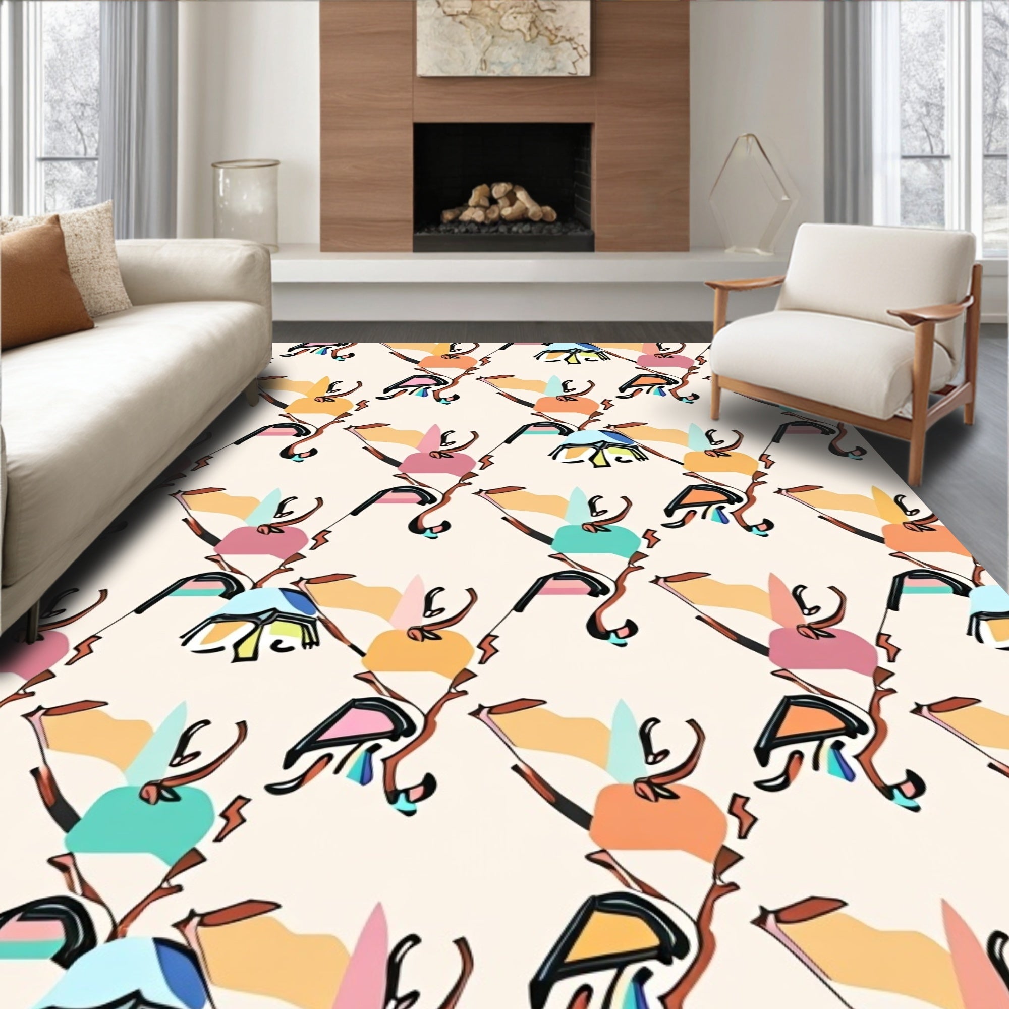 Abstract Organic Color Block Rug