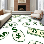 Dollar Bills Coins Scatter Pattern Rug