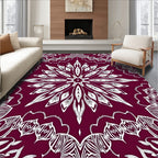 Cranberry White Mandala Garden Rug