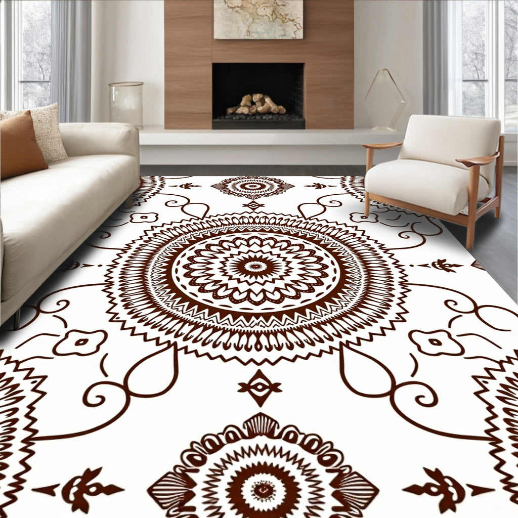 Brown Mandala Floral Swirl Harmony Rug