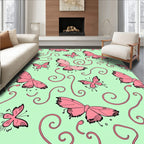 Pink Butterfly Swirl Background Rug