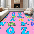 Whimsical Ocean Alphabet Creatures Pink Rug