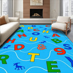 Colorful Alphabets Amidst Swirling Waves Rug