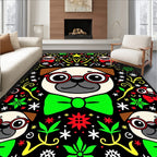 Whimsical Pug Dog Art Rug
