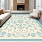 Pale Blue Vintage Floral Compass Rug