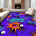 Bold Purple Explosions Baseball Rug