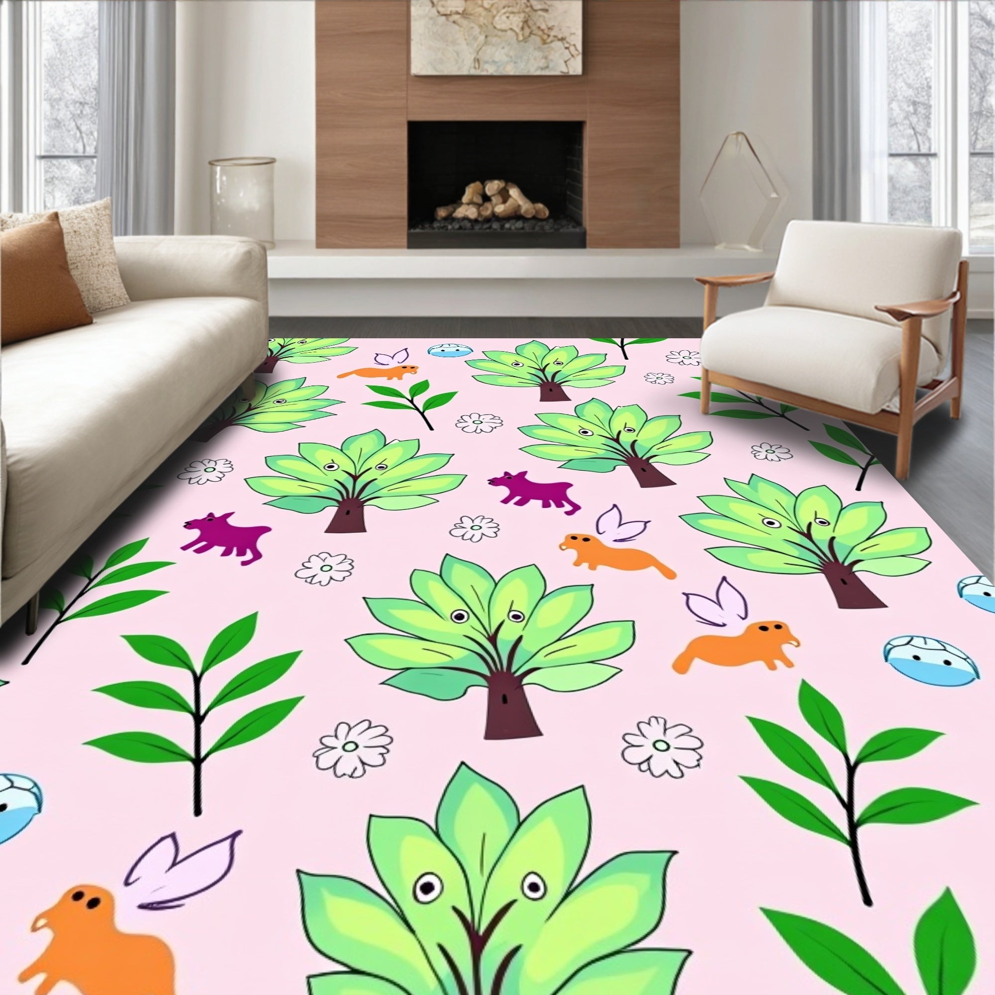 Whimsical Garden Creatures Animal Kingdom Rug