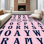 Pink Alphabetic Script Arrangement Rug