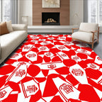 Red White Abstract Tribal Figures Rug