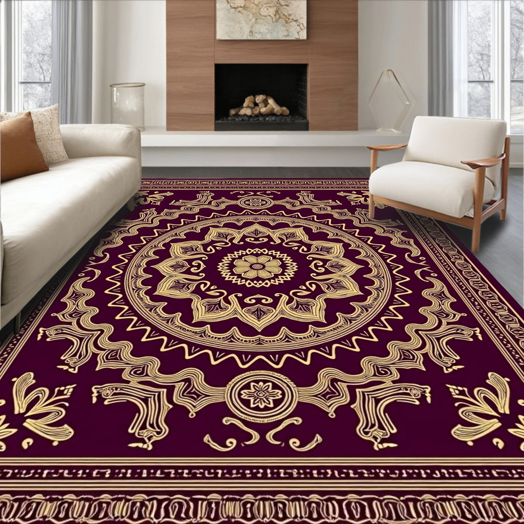 Regal Gold Mandala Plum Rug