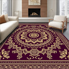 Regal Gold Mandala Plum Rug