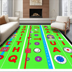 Vibrant Green Retro Alphabet Icons Rug