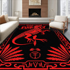 Red Raptor Frame Art Rug