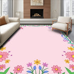 Pink Floral Alphabet Garden Frame Rug