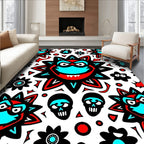 Scary Sun Skull Red Black Rug