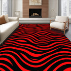 Crimson Wave Abstract Stripe Rug