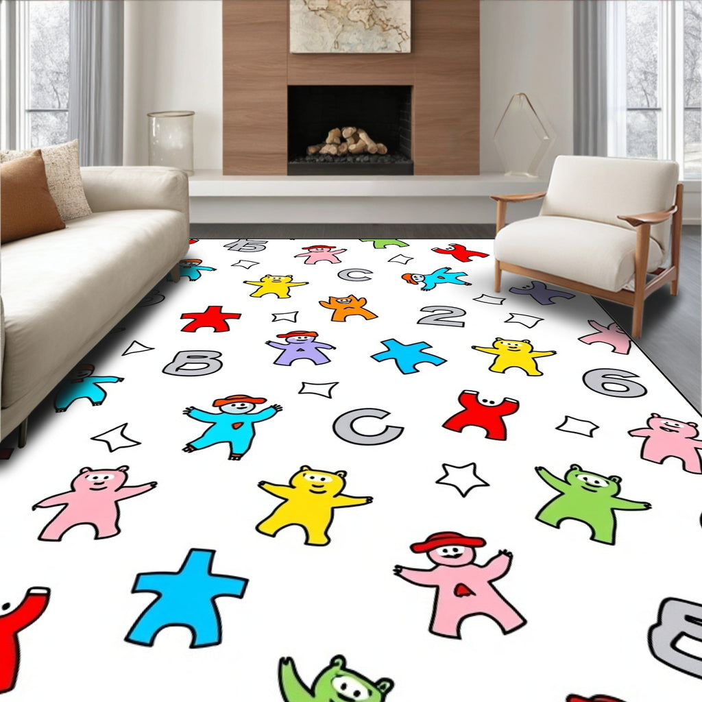 Playful Colorful Alphabet Creatures Rug