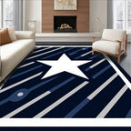 Classic White Star Navy Stripe Rug