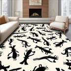 Primitive Black Figures Cream Background Rug