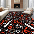Bold Black White Orange Alphabet Mix Rug