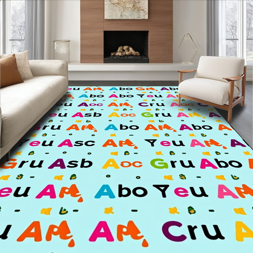 Color Block Alphabet Collage Rug