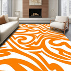 Vibrant Orange Swirl Abstract Rug