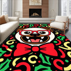 Festive Pug Red Glasses Bow Tie Holly Rug