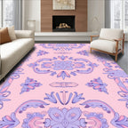 Pastel Purple Floral Medallion Symmetry Rug