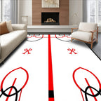 Red Hockey Arena Geometric Rug