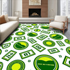 Vibrant Green Dollar Bill Coin Collection Rug