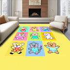 Playful Teddy Bears Grid With Squares Rug
