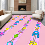 Pastel Pink Whimsical Balloon Word Art Rug