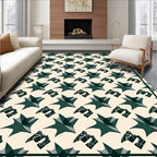 Abstract Green Star And Loop Rug