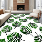 Green Tropical Leaf Pattern Rug