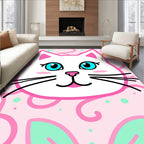 Cute Pink White Cat Blue Eyes Rug