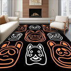 Orange White Animal Faces Collection Rug