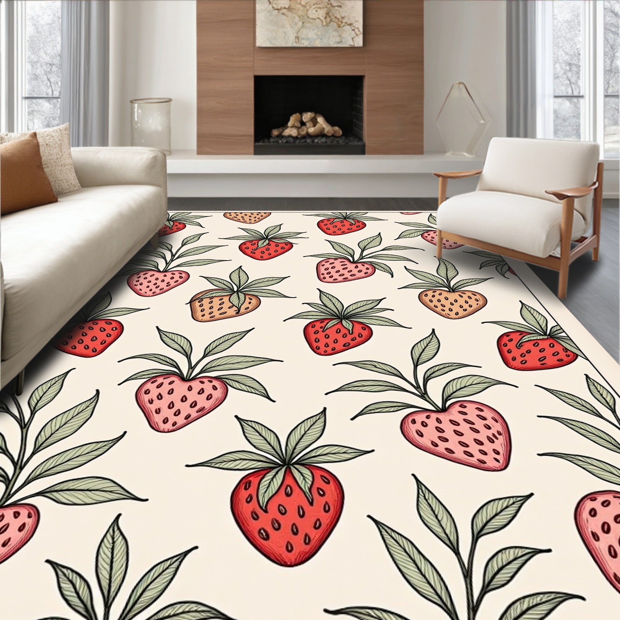 Vintage Strawberry Garden Cream Rug
