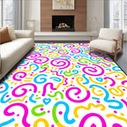 Vibrant Confetti Swirls and Curves Rug
