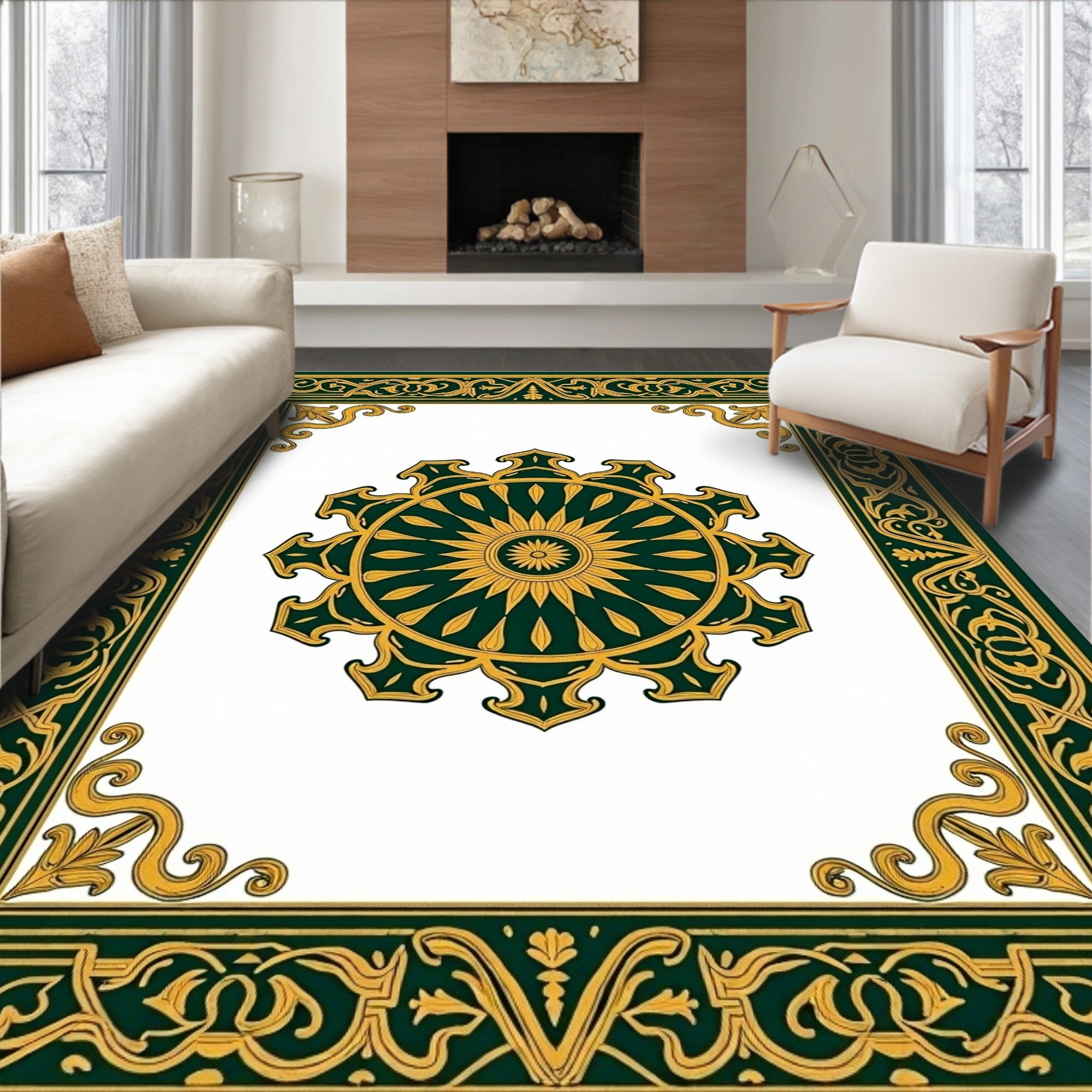 Emerald Gold Ornate Central Sun Rug