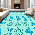 Oceanic alphabet with dolphins and coral Rug
