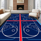 Modern blue white geometric abstract Rug