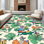 Whimsical Monkey Jungle Adventure Green Rug