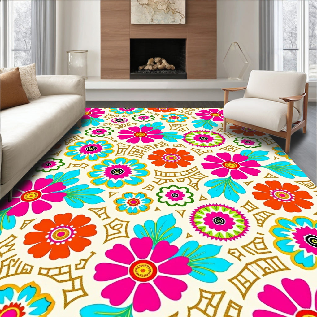 Vibrant Multi-Color Floral Garden Rug