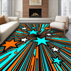 Explosion Starburst Orange Cyan Rug